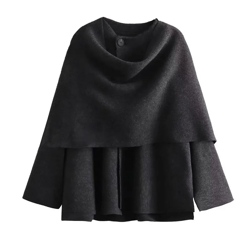 MUJER Women's Plush Padded Winter Coat – Asymmetric Scarf Parka