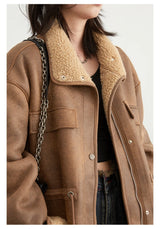 CHIC VEN Women’s Reversible Suede Winter Jacket – Warm Motorcycle Coat