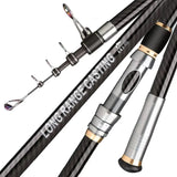 Telescopic Fishing Rod – 3.9m/4.2m/5.0m Carbon Surfcasting Rod, Travel Spinning & Baitcasting Rod with 20–250g Power Casting