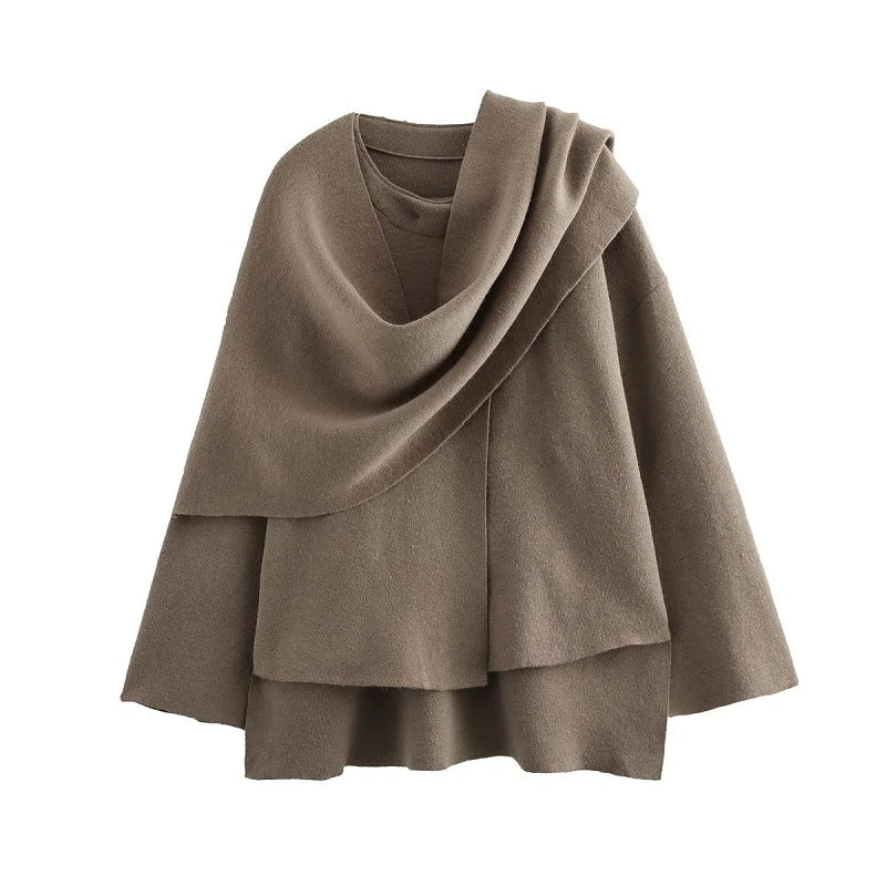 MUJER Women's Plush Padded Winter Coat – Asymmetric Scarf Parka