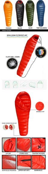 Winter Goose Down Mummy Sleeping Bag – Adult 3-Season Warmth