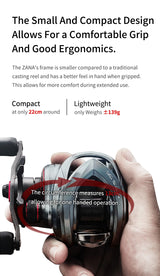 PURELURE ZANA Baitcasting Reel – 139g Aluminum Alloy Frame, 5.8g Spool, 7.6 Gear Ratio, 4KG Drag for Freshwater & Saltwater Fishing