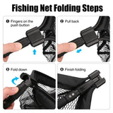 Floating Foldable Fishing Landing Net – Telescopic Pole with Rubber-Coated Mesh for Saltwater & Freshwater