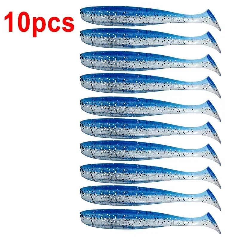 10pcs T-Tail Worm Soft Lures