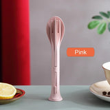 3PCS Portable Wheat Straw Tableware Set