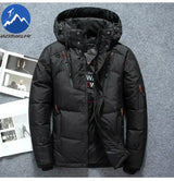 Men’s -20°C White Duck Down Jacket – Thick Warm Hooded Winter Parka