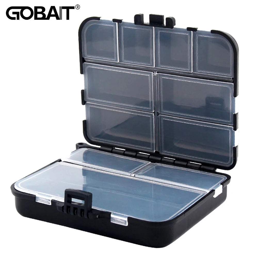 Portable 2-Layer Plastic Fishing Tackle Box – 12-Compartment Bait and Hook Storage Case