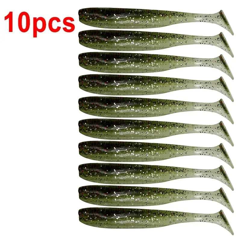 10pcs T-Tail Worm Soft Lures