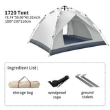 Automatic Quick-Opening 3-4 Person Camping Tent