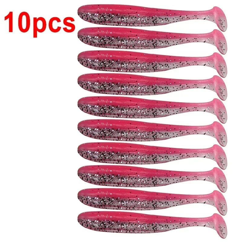 10pcs T-Tail Worm Soft Lures