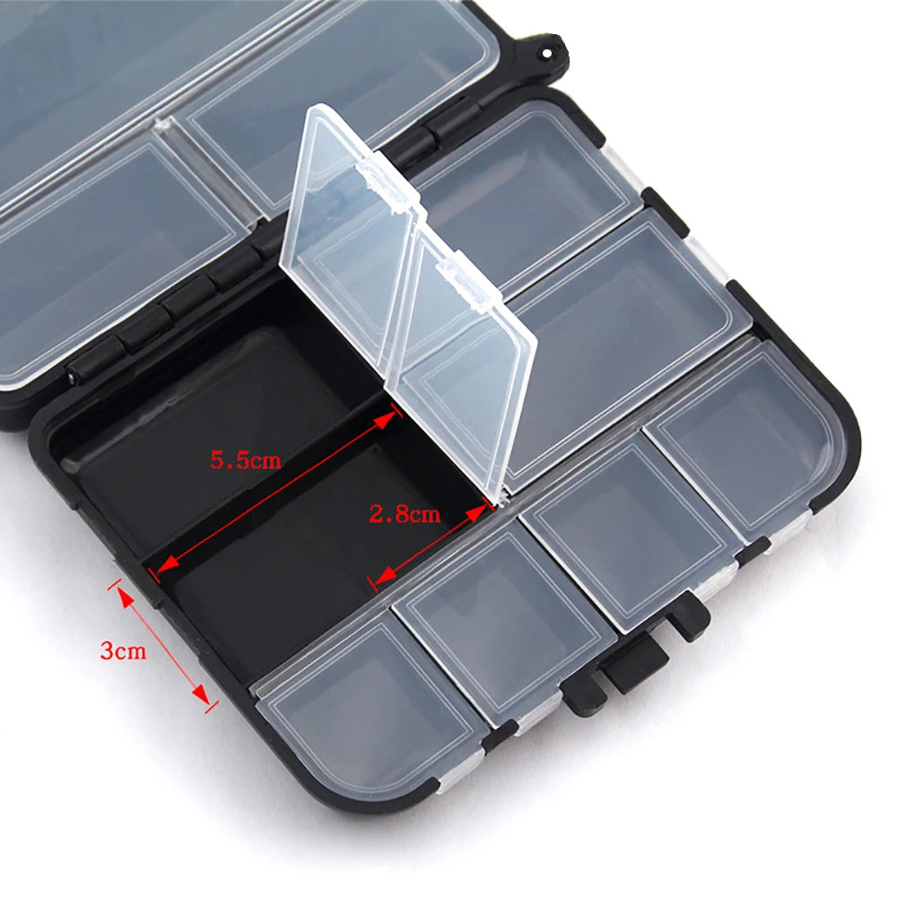 Portable 2-Layer Plastic Fishing Tackle Box – 12-Compartment Bait and Hook Storage Case