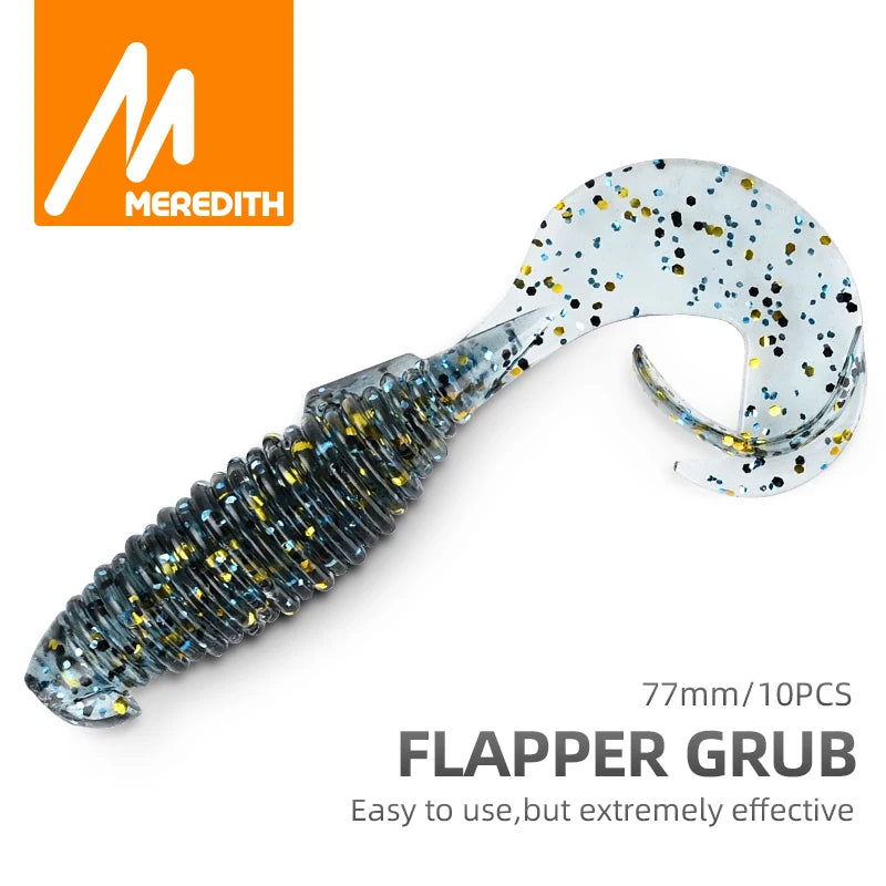MEREKING Flapper Grub Fishing Lure – 77mm, 6g Soft Silicone Artificial Bait