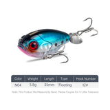 Kingdom GoldPop 35mm 5.4g Topwater Whopper Popper Fishing Lure Pike Fishing Floating Wobbler Artificial Hard Bait with Propeller