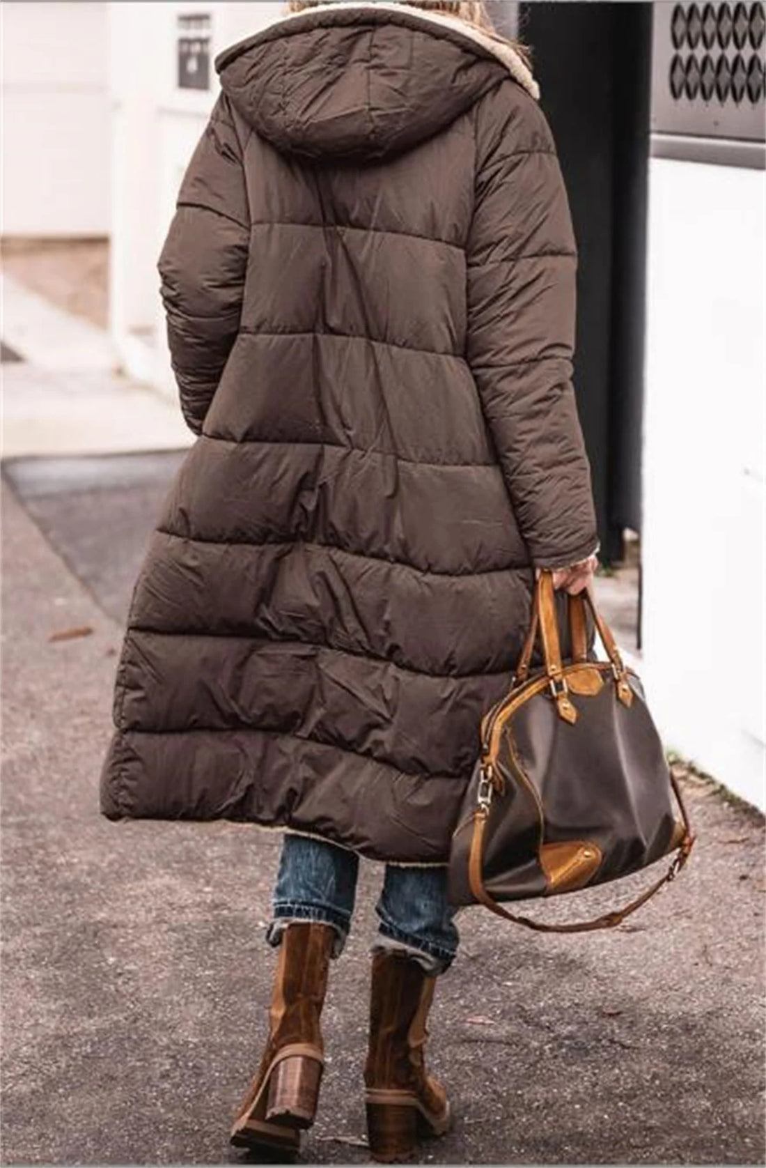 Women’s Reversible Quilted Hooded Winter Jacket – Thick Warm Long Coat