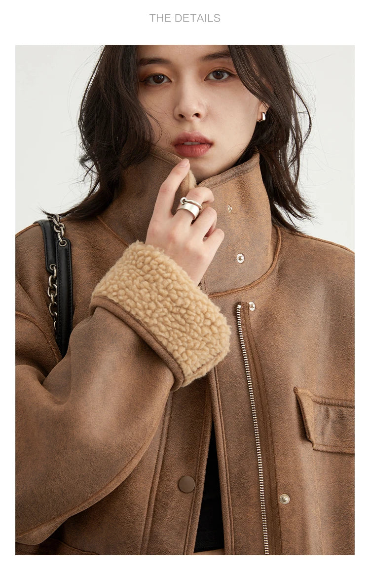 CHIC VEN Women’s Reversible Suede Winter Jacket – Warm Motorcycle Coat