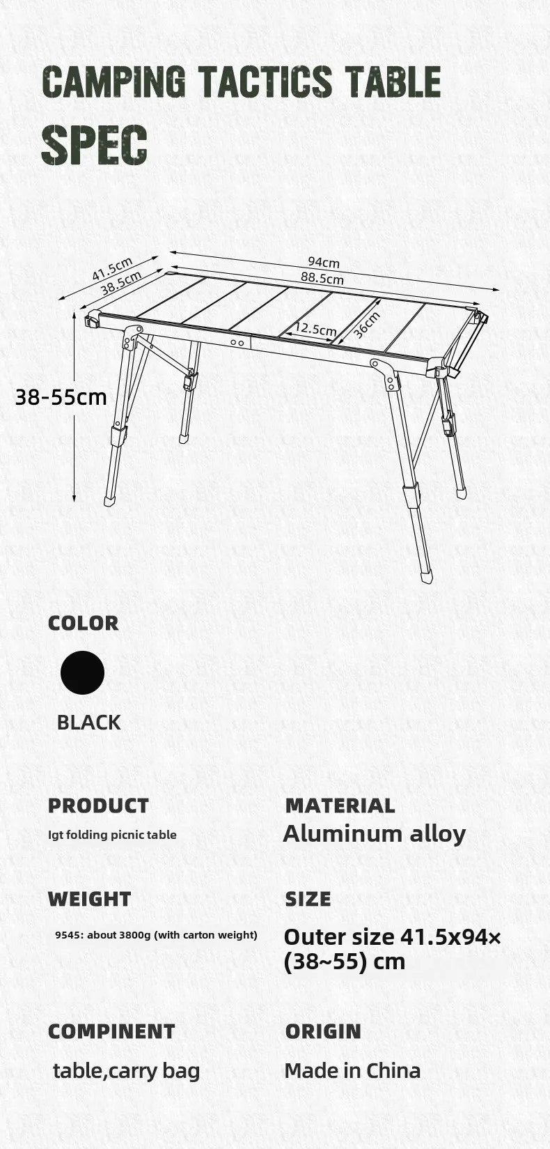 MOUNTAINHIKER Folding Camping IGT Table – Lightweight Wood Outdoor BBQ & Picnic Table