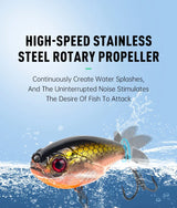 Kingdom GoldPop 35mm 5.4g Topwater Whopper Popper Fishing Lure Pike Fishing Floating Wobbler Artificial Hard Bait with Propeller