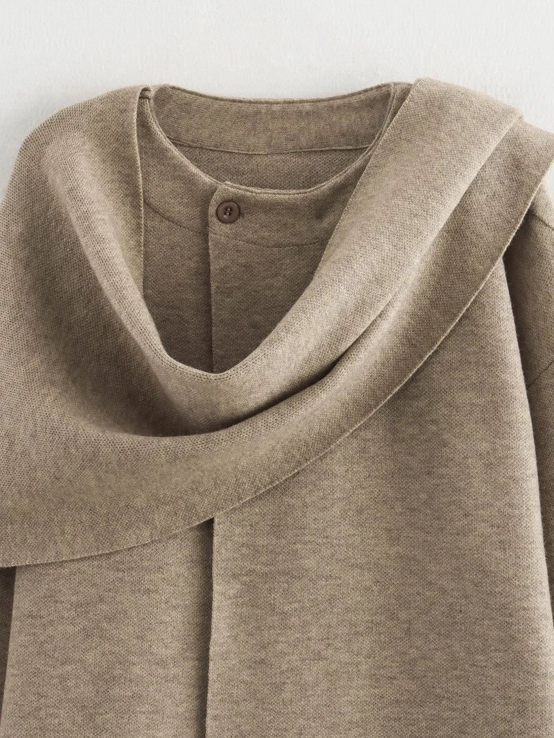 MUJER Women's Plush Padded Winter Coat – Asymmetric Scarf Parka