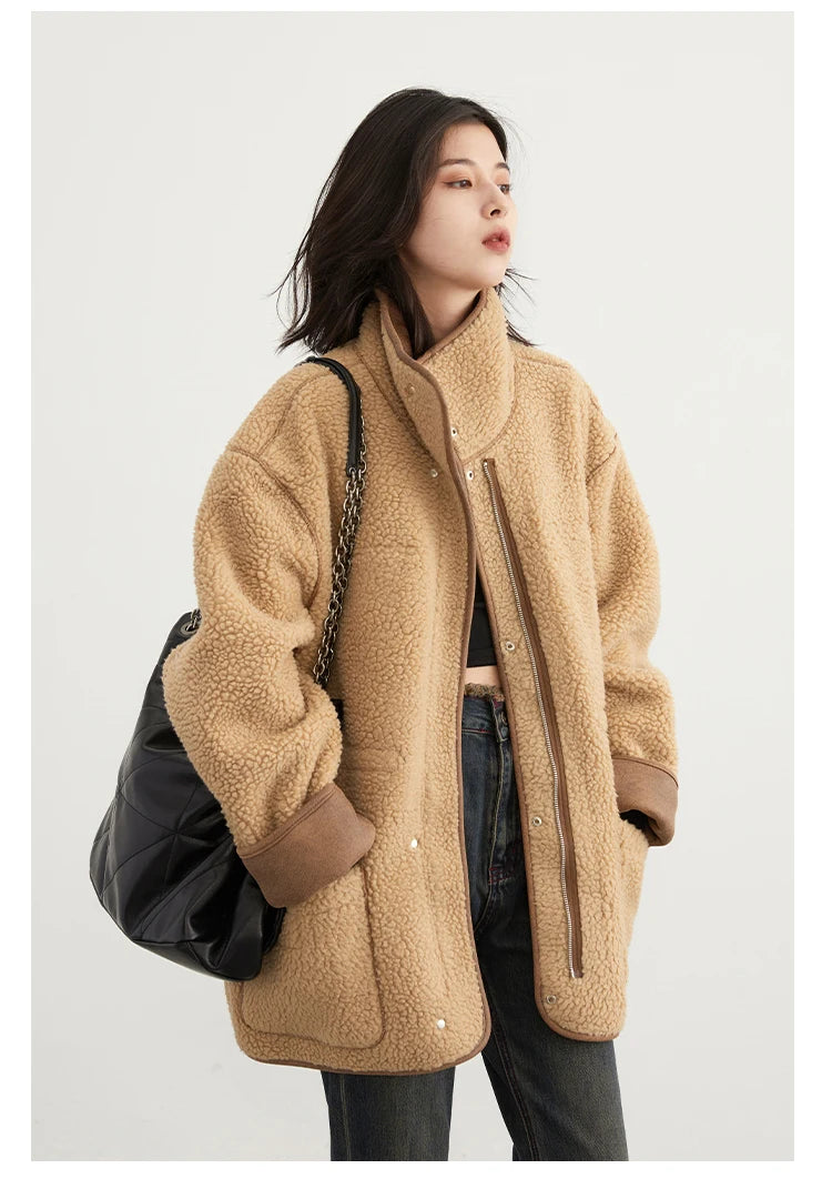 CHIC VEN Women’s Reversible Suede Winter Jacket – Warm Motorcycle Coat