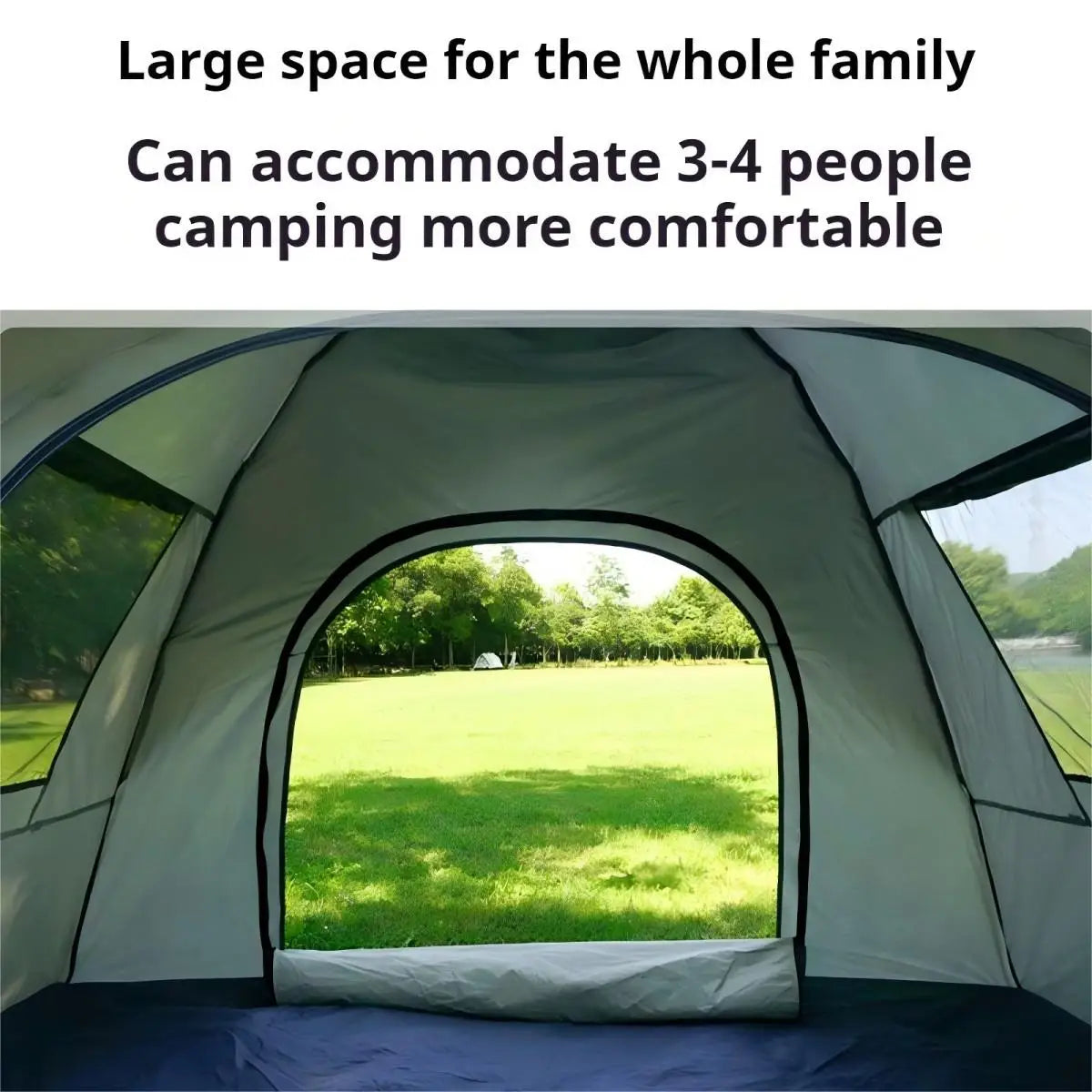 Outdoor Camping Tent – Sunshade Shelter with 2 Doors & 2 Windows for Travel & Self-Driving Trips