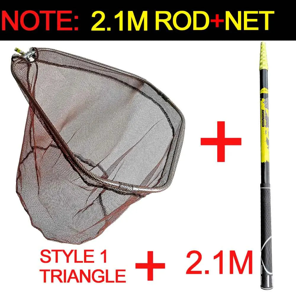 JOSBY Telescoping Foldable Fishing Landing Net – 2.1m/3m/4m Lightweight Carbon Fiber Pole for Carp & Sea Fishing