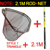 JOSBY Telescoping Foldable Fishing Landing Net – 2.1m/3m/4m Lightweight Carbon Fiber Pole for Carp & Sea Fishing