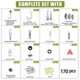 170–410PCS Professional Fishing Kit with Tackle Box – Hooks, Sinkers & Swivels for Bass, Trout & Saltwater Fishing, Rust-Proof Accessories