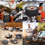 Camping Cookware Set – Non-Stick Pots, Teapot & Tableware for 2-3 People