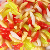 50pcs Silicone Maggot Grub Soft Fishing Lures