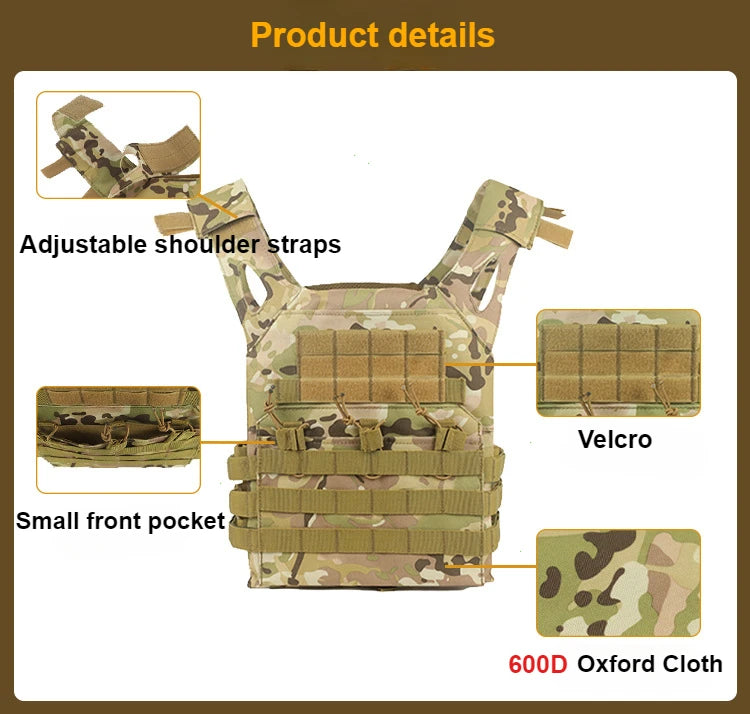 Nylon Tactical Vest – Body Armor Plate Carrier with MOLLE System for Airsoft