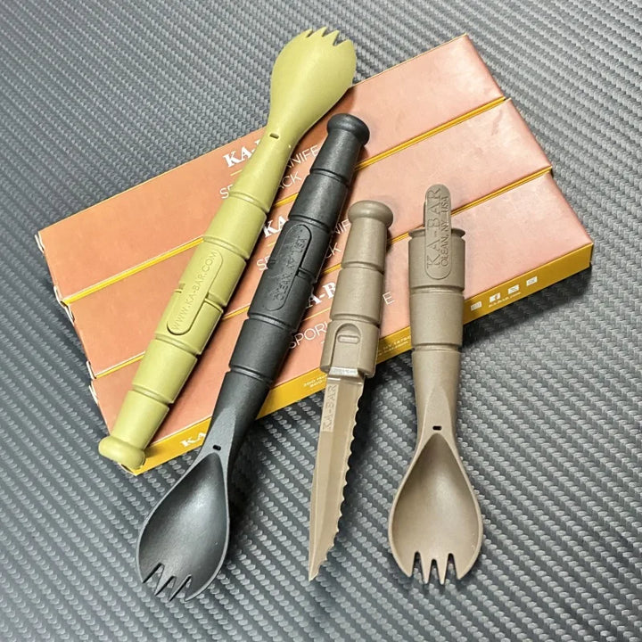 Foldable Camping Utensil Set – Stainless Steel Multi-Functional Knife Fork Spoon Combo, Portable Hiking & Outdoor Travel Cutlery