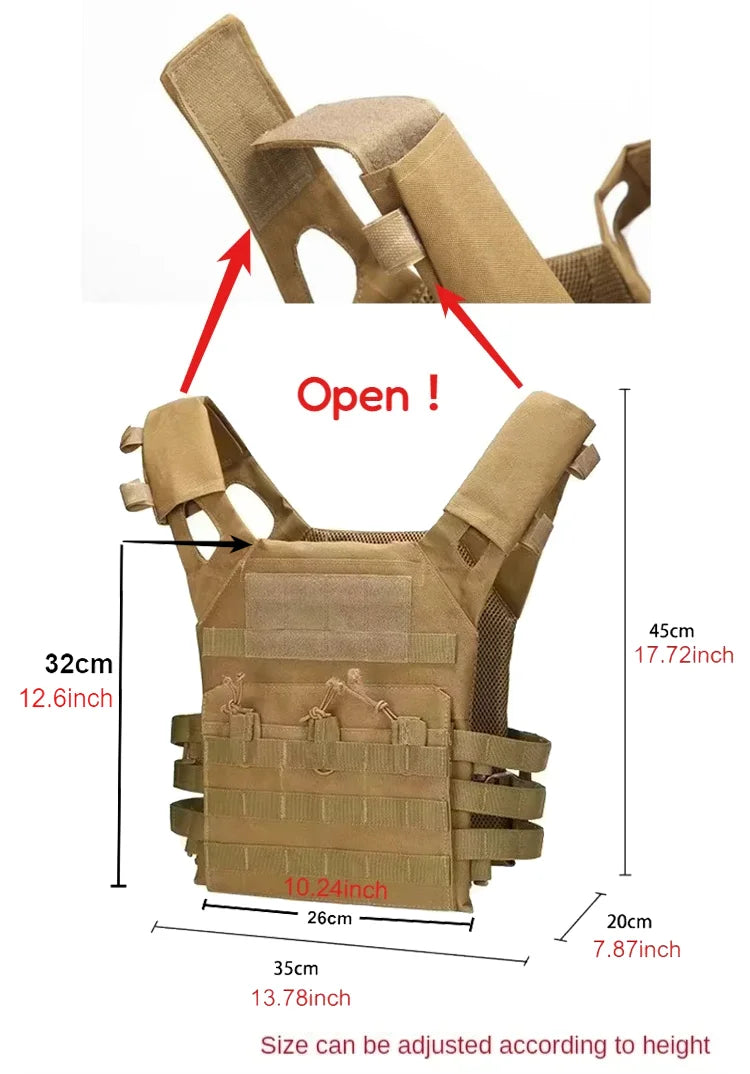 Nylon Tactical Vest – Body Armor Plate Carrier with MOLLE System for Airsoft