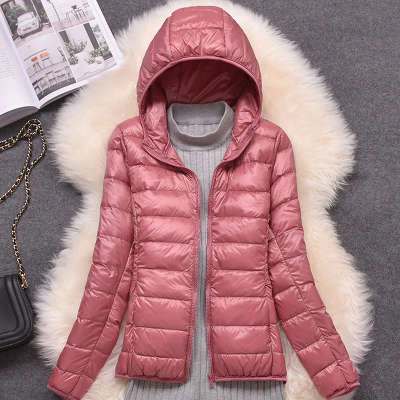 Women’s Ultra-Light Packable Puffer Jacket with Hood – Regular and Plus Size up to 3X