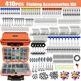 170–410PCS Professional Fishing Kit with Tackle Box – Hooks, Sinkers & Swivels for Bass, Trout & Saltwater Fishing, Rust-Proof Accessories