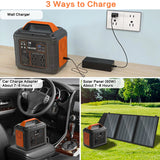 Portable Power Station 300W – Solar Generator with AC/DC & LED Light