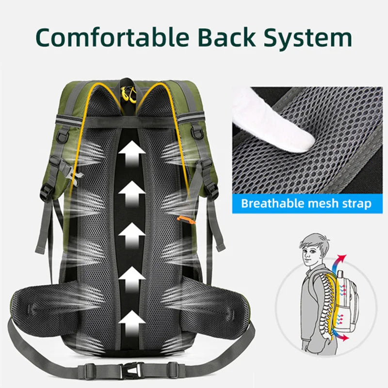 50L Travel Backpack – Waterproof Hiking Rucksack for Men, Large Camping, Climbing & Mountaineering Bag for Outdoor Sports & Travel