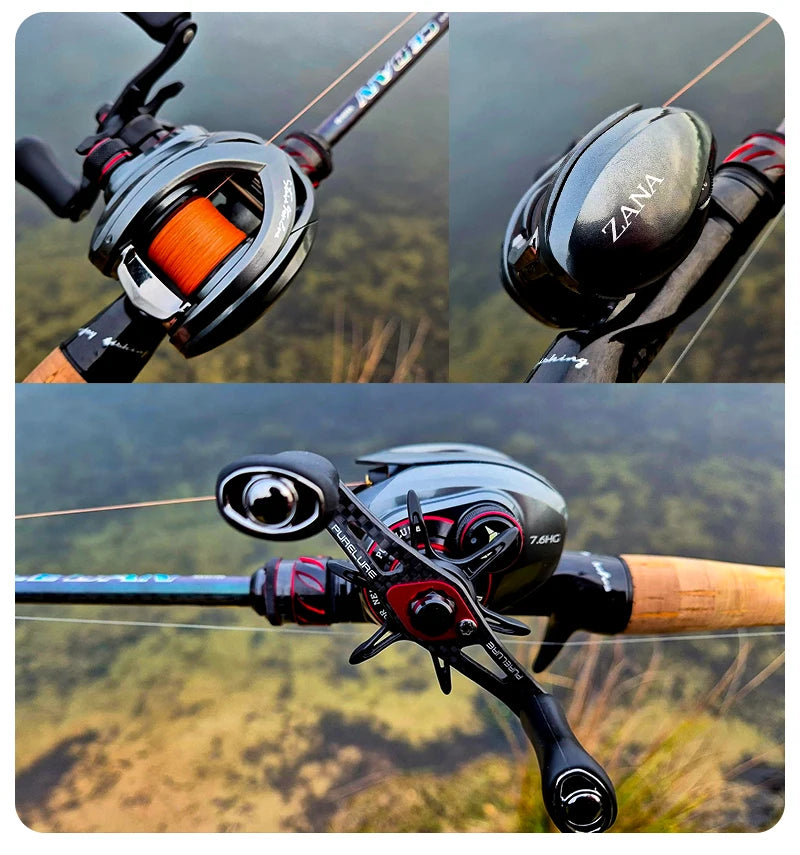 PURELURE ZANA Baitcasting Reel – 139g Aluminum Alloy Frame, 5.8g Spool, 7.6 Gear Ratio, 4KG Drag for Freshwater & Saltwater Fishing