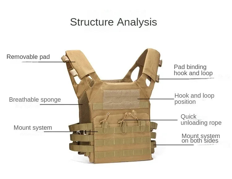 Nylon Tactical Vest – Body Armor Plate Carrier with MOLLE System for Airsoft