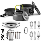 Camping Cookware Set – Non-Stick Pots, Teapot & Tableware for 2-3 People