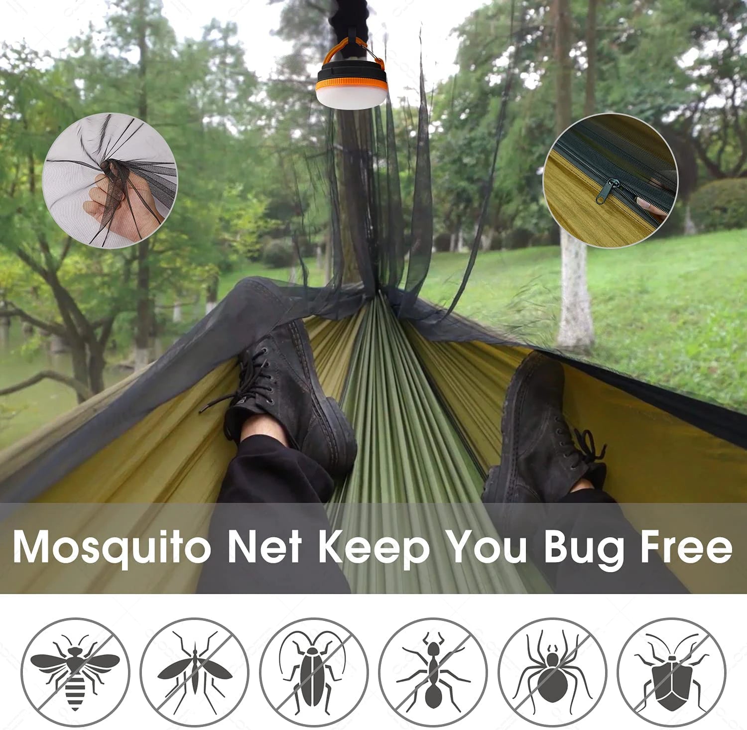 Portable Camping Hammock with Mosquito Net & Rain Shelter