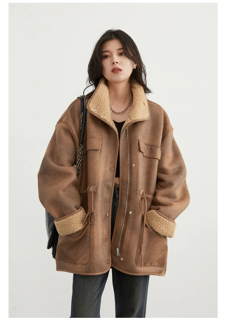 CHIC VEN Women’s Reversible Suede Winter Jacket – Warm Motorcycle Coat
