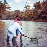 Floating Foldable Fishing Landing Net – Telescopic Pole with Rubber-Coated Mesh for Saltwater & Freshwater