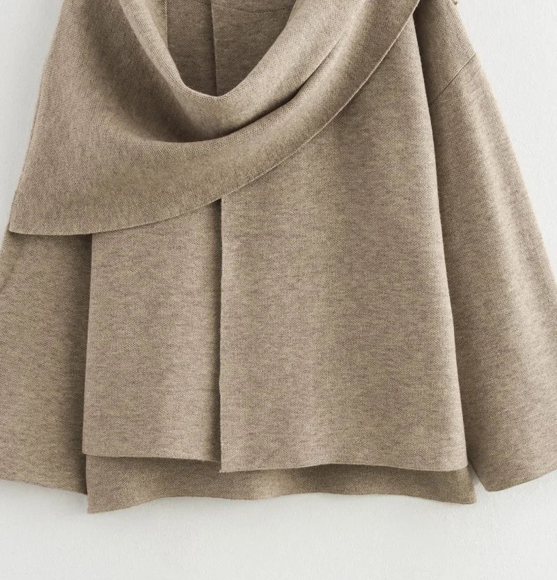 MUJER Women's Plush Padded Winter Coat – Asymmetric Scarf Parka