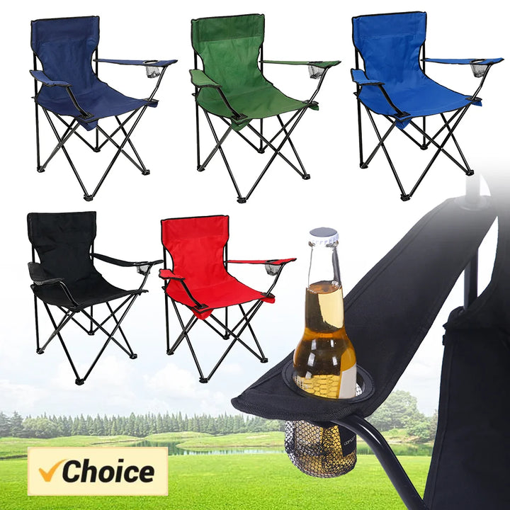 Foldable Camping Chair – Portable Outdoor Seat with Bottle Holder