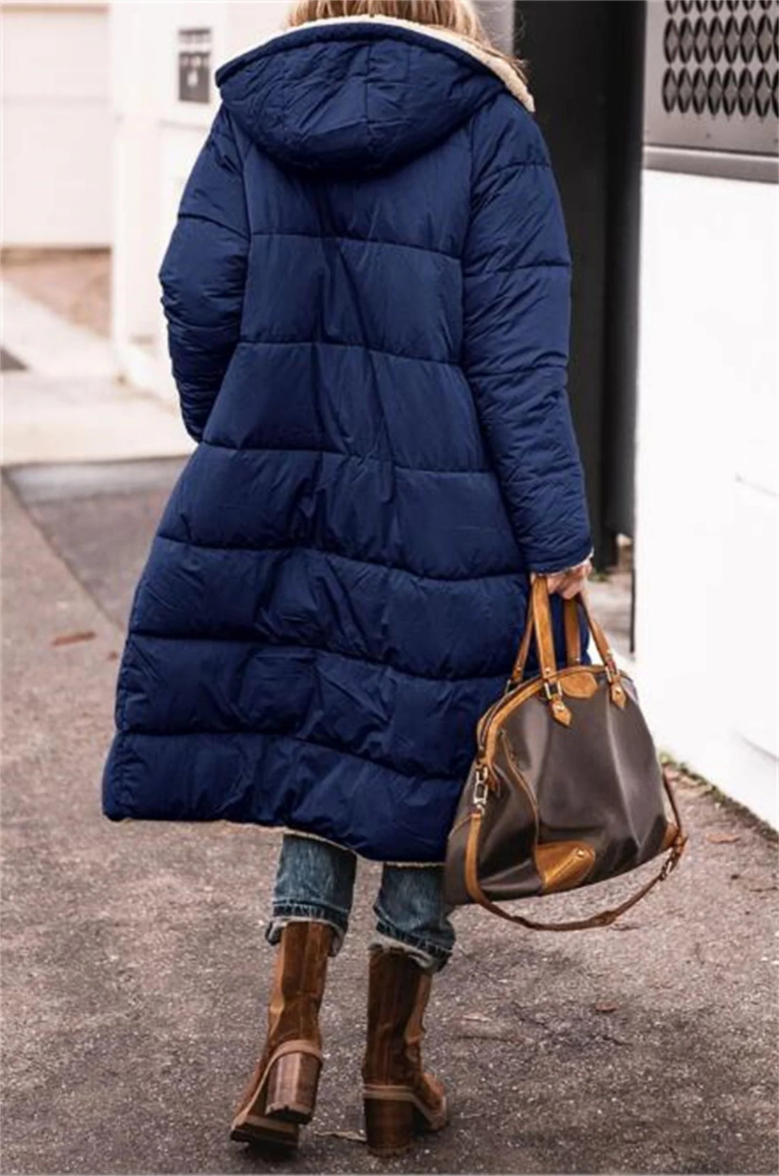 Women’s Reversible Quilted Hooded Winter Jacket – Thick Warm Long Coat