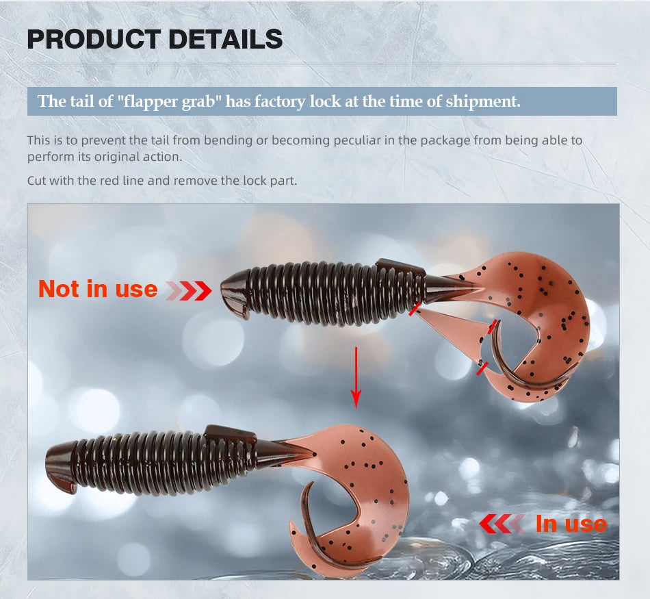 MEREKING Flapper Grub Fishing Lure – 77mm, 6g Soft Silicone Artificial Bait