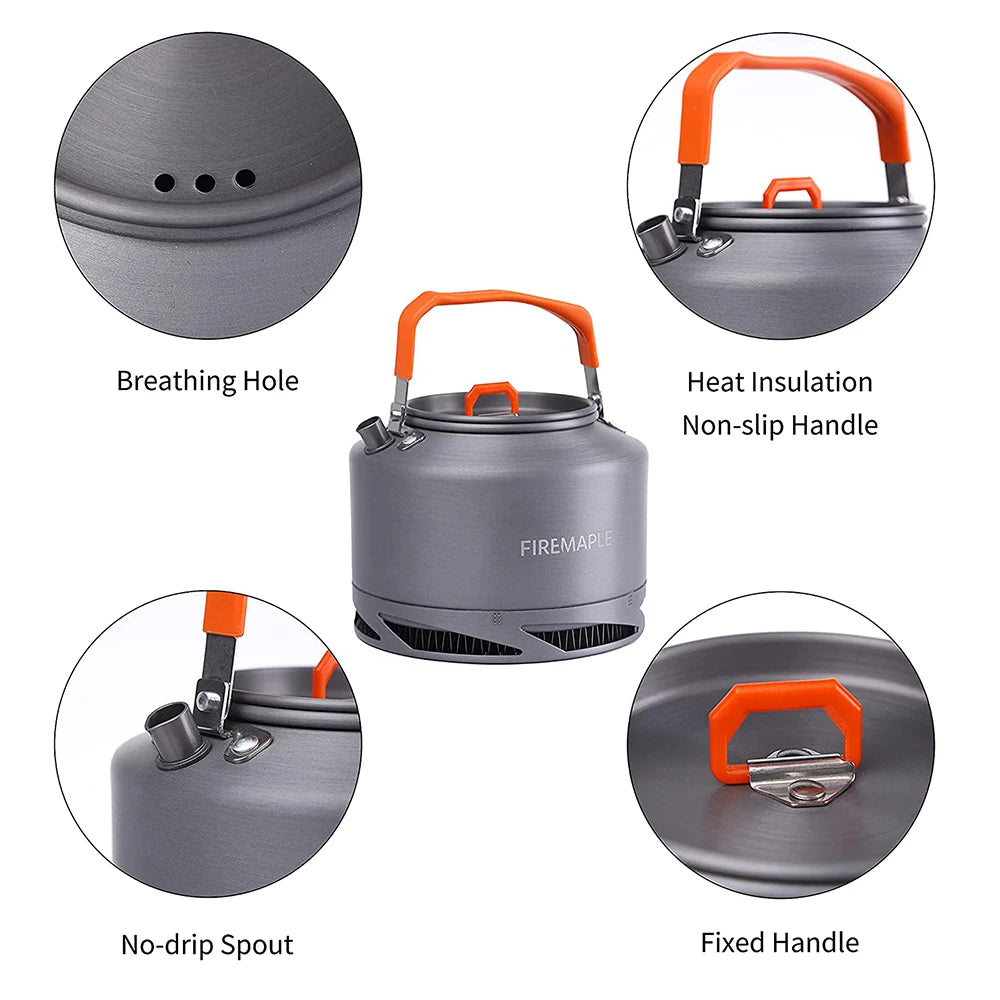 Fire Maple Hiking Teapot – Outdoor Camping Kettle with Heat Exchanger & Filter (0.8L / 1.3L)