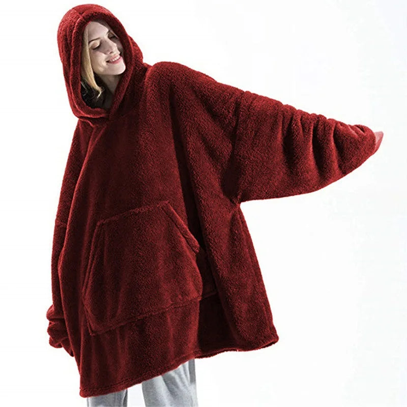 Women’s Winter Fleece Hoodie – Thick Warm Long Pullover with Pockets