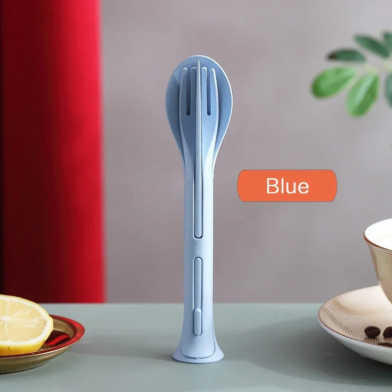 3PCS Portable Wheat Straw Tableware Set
