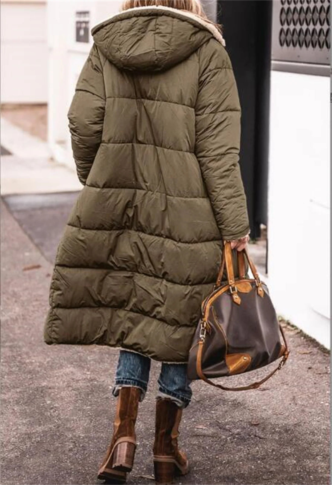 Women’s Reversible Quilted Hooded Winter Jacket – Thick Warm Long Coat